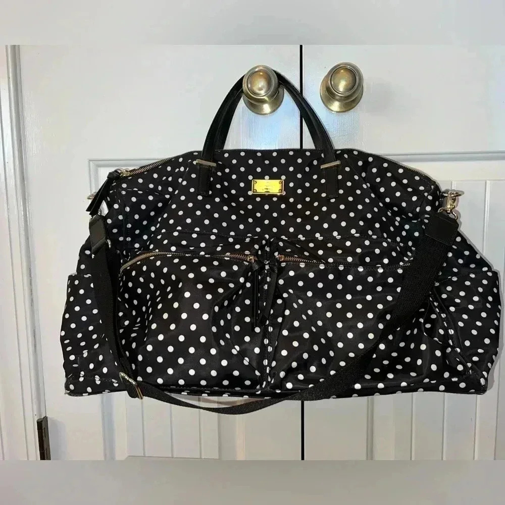 Kate Spade ♠️ Polka dot Large Duffle Bag - Carmella Sz ~ L19”x W9”x H12”